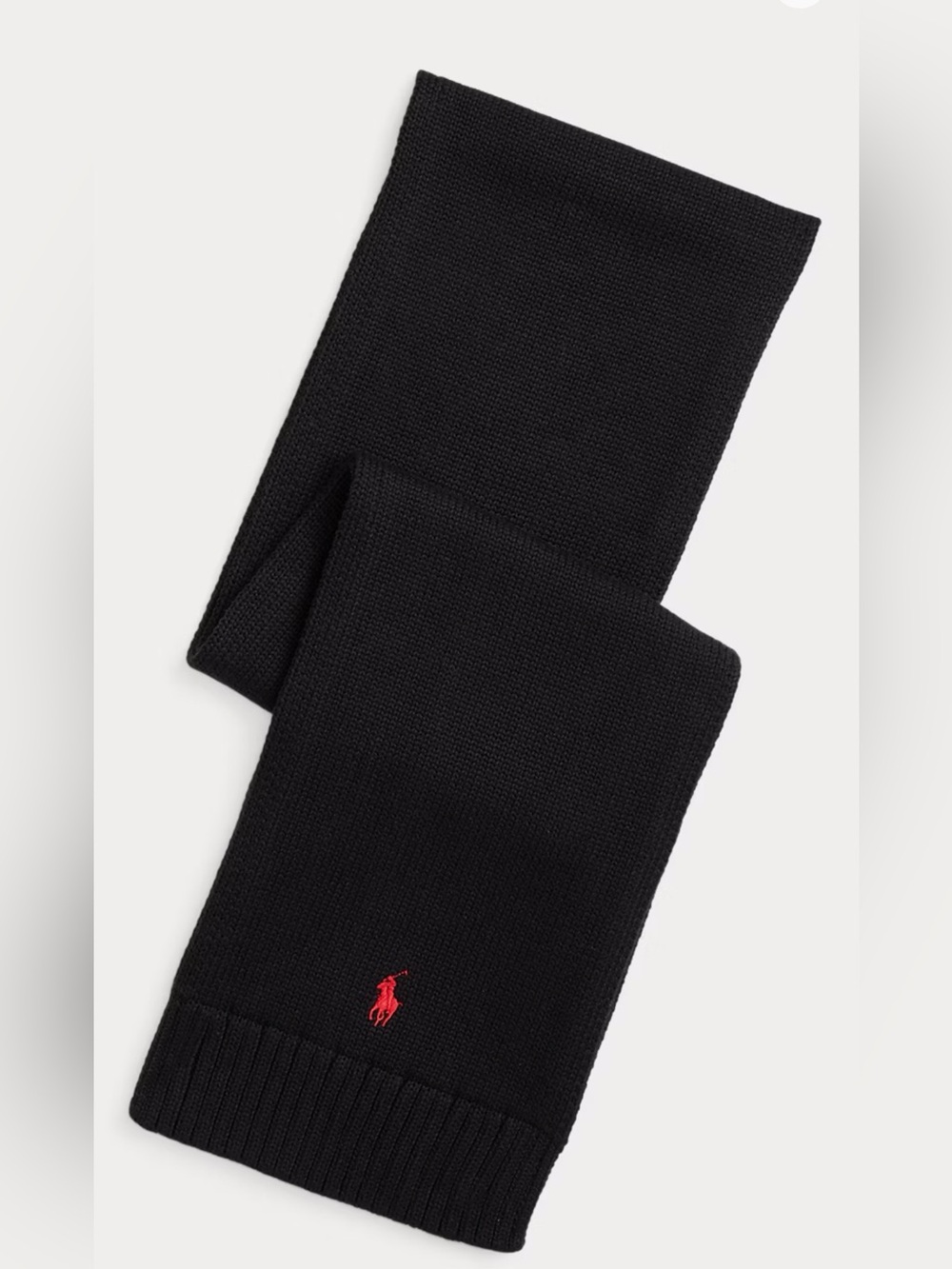 Polo Ralph Lauren Black Knit Scarf with Red Pony Logo cotton 4-7 y boys